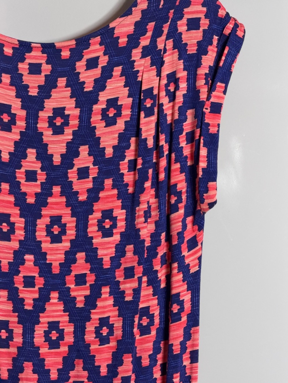 Tori Richard Honolulu Women's Navy and Coral Geo Print Dress Size M - Picture 9 of 11